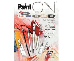 Clairefontaine Paint-On blokas A3 250 gramų MIX 6x4 juodos spalvos daugiafunkcis, su viršutine dalimi