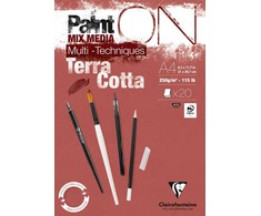 Clairefontaine Paint-On Blok A4 250gram Terra Cotta, 20 ark, Toplimet