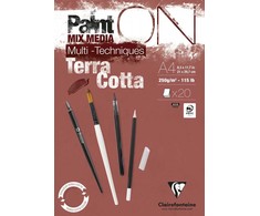 Clairefontaine Paint-On Blok A4 250gram Terra Cotta, 20 ark, Toplimet