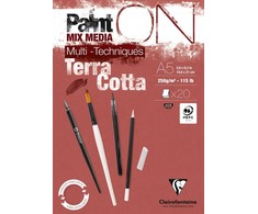 Clairefontaine Paint-On Blok A5 250gram Terra Cotta, 20 ark, Toplimet