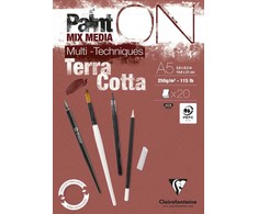 Clairefontaine Paint-On Blok A5 250gram Terra Cotta, 20 ark, Toplimet