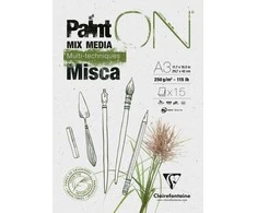 Clairefontaine Paint-On Block Misca A3, 250 gramų, 15 balto popieriaus lapų, sudėtyje yra žolės pluošto, daugiafunkcis popierius, viršutiniai klijai