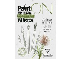 Clairefontaine Paint-On Block Misca A4, 250 gramų, 15 balto popieriaus lapų, sudėtyje yra žolės pluošto, daugiafunkcis popierius, viršutiniai klijai