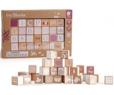 CLASSIC WORLD Medinės pastelinės kaladėlės Dėlionė Mokymasis skaičiuoti raides Raštai 29 el.