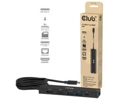 Club 3D „Club3D“ USB-C šakotuvas, 7 viename šakotuvas su 2x USB, 1x HDMI, 1x USB-C PD, RJ45, Micro SD/SD, 140 W, 4K 60 Hz, 1 m kabelis