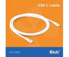 Club 3D Club3D Lifestyle USB-C Kabelis PD 240W,20Gbps 2m baltas St/St mažmeninė prekyba