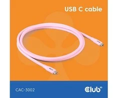 Club 3D Club3D Lifestyle USB-C Kabelis PD 240W,20Gbps 2m rožinė St/St mažmeninė prekyba