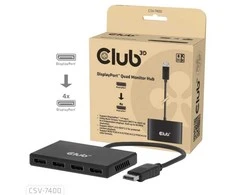 USB Club 3D šakotuvas MST (daugiasrautinis transportas) DisplayPort 1.4 su 4 DisplayPort, keturių monitorių, 4x 4K30Hz, 8K30Hz