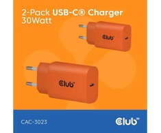 Club 3D Mobiliųjų įkroviklių komplektas USB-C 30W oranžinis CAC-3023 CLUB3D