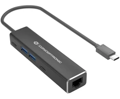 Conceptronic ABBY13B Gigabit Ethernet USB 3.2 Gen 1 adapteris su USB šakotuvu, GbE, USB-A x 2, USB-C x 2, laidinis, USB 3.2 Gen 1 (3.1 Gen 1) Type-C, 10,100,1000 Mbit/s, IEEE 802.1Q, IEEE 802.1p, IEEE 802.3, IEEE 802.3ab, IEEE 802.3az, IEEE 802.3u, pilkas, aliuminis