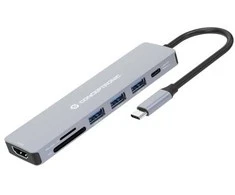 Adapteris AV Conceptronic CONCEPTRONIC Dock USB-C->HDMI,USB3.0,100WPD 7-in-1 0.25m gr