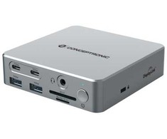 Šakotuvas Carruzzo Conceptronic DONN25G knyginių kompiuterių dokas / jungčių replikatorius Vielinis USB 3.2 Gen 2 (3.1 Gen 2) Type-C Sidabras