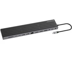Conceptronic DONN32B 14 vienetų MST prijungimo stotis USB 3.2 Gen 1, HDMI x 2, DP, GbE LAN, USB-A 5Gbps x 3, USB-C 5Gbps x 2, SD, TF/MicroSD, 3,5 mm ausinės, apsauginė plyšys, 100W USB PD, laidinė, USB 3.2 Gen 1 (3.1 Gen 1) Type-C, 100 W, 3,5 mm, 10,100,1000 Mbit/s, IEEE 802.3ab