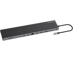 Conceptronic DONN32B 14 vienetų MST prijungimo stotis USB 3.2 Gen 1, HDMI x 2, DP, GbE LAN, USB-A 5Gbps x 3, USB-C 5Gbps x 2, SD, TF/MicroSD, 3,5 mm ausinės, apsauginė plyšys, 100W USB PD, laidinė, USB 3.2 Gen 1 (3.1 Gen 1) Type-C, 100 W, 3,5 mm, 10,100,1000 Mbit/s, IEEE 802.3ab