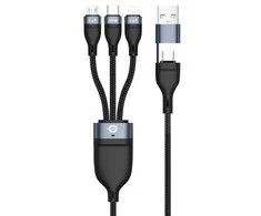 USB kabelis Conceptronic USB-C USB-A - USB-C + microUSB + Lightning 1.5 m Juodas (ETTA05B15)