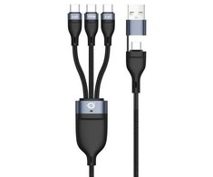 Kabelis USB Conceptronic USB-A + USB-C - 3x USB-C 1.5 m Juodas (ETTA06B15C)