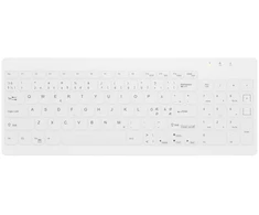 Contour Dizainas Contour Active Key QuickClean medicininė klaviatūra IP65 kompaktiška belaidė balta PN C7012, belaidė, RF belaidė, žirkliniai klavišai, QWERTY, balta