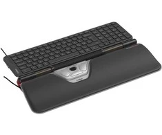 Klaviatūra „Contour Design Contour RollerMouse Raudona Plus &amp; Balance“ vidutinio dydžio klaviatūros rinkinys, laidinis, PN išdėstymas, laidinis, radijo dažnio belaidis ryšys + „Bluetooth“, žirklinių klavišų jungiklis, QWERTY, juoda, pridedama pelė
