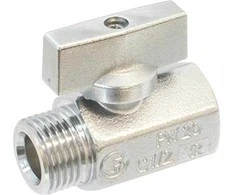 Gpa Flowsystem As „Csslr Plus“ pistoleto metalo spalvos mini rutulinis vožtuvas, 581 tipas – 1/2 colio lizdas/nipelis – padengtas teflonu