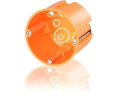 Zevercsslr Paskirstymo dėžutė 1 modulis Ø68 mm, gylis 61 mm, su tvirtinimo varžtais. Išpjovos kabelių ir vamzdžių įvadams. Oranžinė euro dėžutė. Be PVC