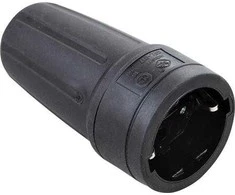 Thorkild Larsen Prailgintuvas apvalus Schuko su įžeminimu 16A 250V IP44, guminis, juodas