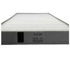 Solar Plus Panelinis filtras, G4 klasės, skirtas „Dantherm RCV320“, kartoniniame rėmelyje, 1 vnt. ISO C75%. Matmenys 466 x 190 x 25 mm. Vienai sistemai naudojami 2 vnt.