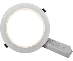 Solar Plus „Plano Basic“ įleidžiamas šviestuvas Ø230 mm, baltas, 3540–3840 lm, 3000 K/4000 K/5700 K per DIP jungiklį, fazės reguliavimas, 200–218 mm angos dydžiui.