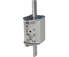 Solar Plus Saugiklis NH2C 160A gG, 500V AC, atjungimo geba 120kA, standartas IEC 60269-1, IEC 60269-2. Su būsenos indikatoriumi.