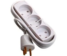 Thorkild Larsen Lizdas 3 apvalūs su įžeminimu ir 1,5 m laidais 10A 250V baltas