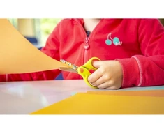 DAHLE 54671 KIDS vaikiškos žirklės kairiarankiams, apvalios, 130 mm, su piešinėlio motyvu.