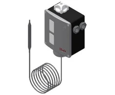 DANFOSS termostatas RT14 temperatūros diapazonas -5-30 °C, 2 metrų kapiliarinis vamzdelis, automatinis atstatymas, IP66, AC1=10A