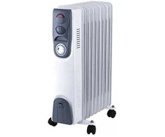 Dansk Værktøjs Agentur ApS Gripo alyvos radiatorius 2000 W - Su termostatu ir laikmačiu, 1,5 m laidu su Schuko kištuku, 3 nustatymai.