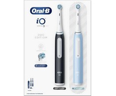 Oral-B | Elektrinis dantų šepetėlis Duo Pack | iO3 Series | Įkraunamas | Suaugusiems | Šepetėlių skaičius galvutės įeina 2 | Number of teeth brushing modes 3 | Matt Juodas/Ice Mėlyna
