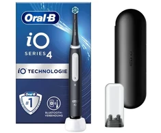 Dantų šepetėlis Braun „Oral-B iO Series 4“, Suaugusiesiems, Kasdienė priežiūra, Jautriems dantims, Super jautriems dantims, Balinamasis, Juoda, 4 x 30 sek., Juoda, Apvalus