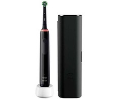 Braun „Oral-B Pro 3 3500“, Suaugusiems, Besisukantis dantų šepetėlis, Kasdienė priežiūra, Jautrus, Balinimas, Juoda, 2 min., 4 x 30 sek., Juoda