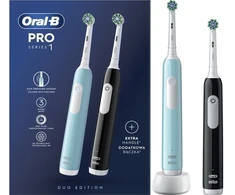 Dantų šepetėlis Šepetėlis Oral-B Pro Series 1 Cross Action komplektas 2-pack Juodas + Mėlyna Juodas/Mėlyna