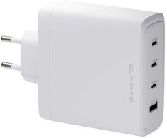 dbramante1928 įkraunamas IT - ES su įkrovikliu - 3xUSB-C 140W + 1xUSB-A - su įkrovikliu, skirtas naudoti viduje, kintamosios srovės, baltas