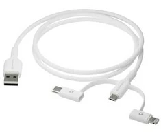 dbramante1928 – Įkrovimas – 3 viename laidas – USB A į USB-A, C ir Lightn-W