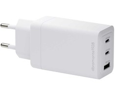 Įkroviklis dbramante re-charge - Maitinimo šaltinis - 65 Watt - 3 gniazda wyjściowe (2 x USB-C, USB) - balta
