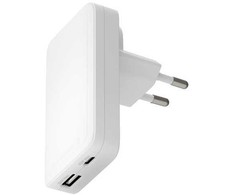 dbramante1928 Pro – plonas įkroviklis ES/JAV – USB-C 45W + USB-A 30W – W, skirtas naudoti patalpose, kintamosios srovės, baltas