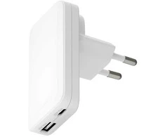 dbramante1928 Pro – plonas įkroviklis ES/JAV – USB-C 20W + USB-A 18W – W, skirtas naudoti patalpose, kintamosios srovės, baltas
