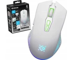 Defender PANDORA GM-502 Optinė belaidė 3200dpi baltas RGB ACUMULATOR 7 buttons Gaming clickless tyli pelė