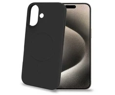 Celly „Cromomag“ minkštas guminis dėklas, suderinamas su „MagSafe“, iPhone 16, juodas