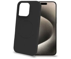 Celly „Cromomag“ minkštas guminis dėklas, suderinamas su „MagSafe“, iPhone 16 Pro, juodas