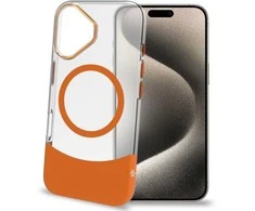 Dėklas Celly Magdual MagSafe-kompatibelt skal iPhone 16 Oranžinis + Transparent