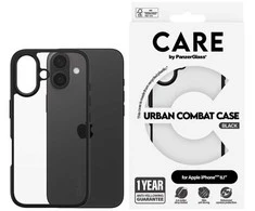 Panzer Glass CARE by PanzerGlass Urban Combat apsauginis dėklas, Apple iPhone 16, skaidrus / juodas