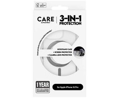 Dėklas Panzer Glass „PanzerGlass CARE™ by ® 3-in-1“ keraminių dėklų rinkinys „iPhone 16 Pro“, „Apple“, „Apple“ – „iPhone 16 Pro“, sausas klijavimas, atsparus įbrėžimams, atsparus smūgiams, permatomas, 1 vnt.