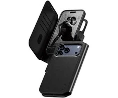 Panzer Glass „CARE by PanzerGlass Feature Tango 2in1“ piniginės dėklas su „MagSafe“ jungtimi, skirtas „iPhone 17 Pro Max“ – juodas