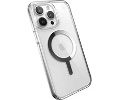 Speck Presidio Perfect-Clear MagSafe – dėklas, skirtas iPhone 15 Pro Max (skaidrus / chromo apdaila / ramus sidabras)