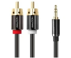 deleyCON 5 m 3,5 mm - 2 x RCA m/m, 3,5 mm, kištukas, 2 x RCA, kištukas, 5 m, juodas